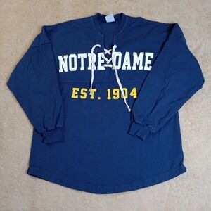 Spirit Jersey Long Sleeve Lace Up Notre Dame Shirt Adult Size Small